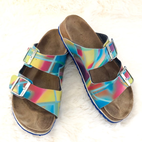 iridescent sandals rainbow